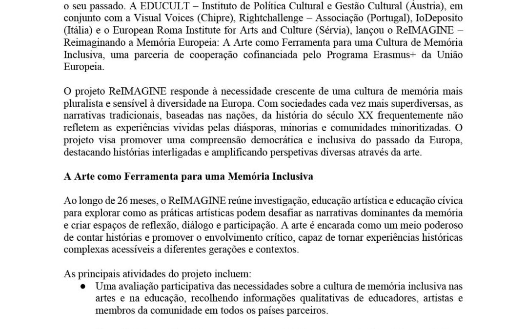 ReImagine Nota de Imprensa #1